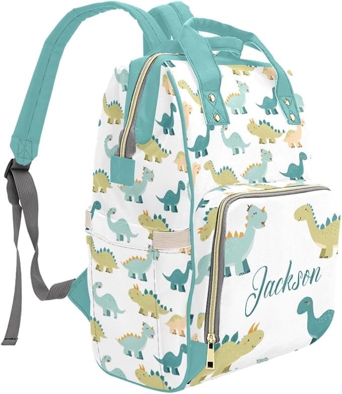 Custom Name Diaper Bag Backpack – Dinosaur with Star Personalized Baby Nappy Bag with Insulated Bottle Holders – Waterproof Large Capacity Travel Backpack Gift for Parents - Image 3