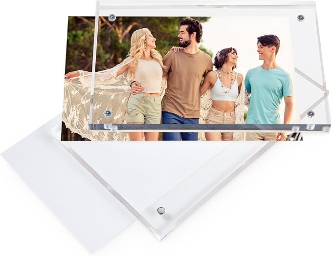 Yalikop 8 Pcs 3.5 x 5 Inch Thick Clear Acrylic Magnetic Photo Frames, 20mm Thickness Double-sided Transparent Visible Picture Frame Desktop Display for Home Office School Store Supplies - Image 4