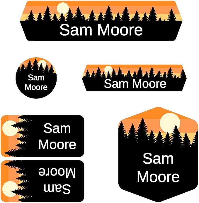 Name Bubbles - Custom Daycare Name Labels (99 Labels - 5 Sizes) Personalized Waterproof Name Stickers for Clothing Tags, Toys, Books, Water Bottles, Lunch Boxes, School, and Shoes (Forest Sky) by NameBubbles