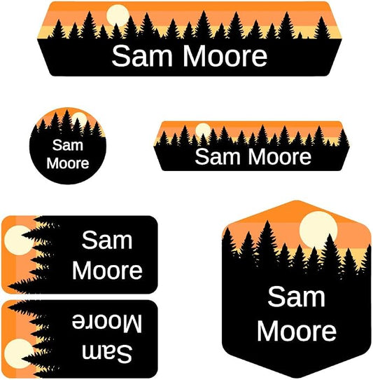 Name Bubbles - Custom Daycare Name Labels (99 Labels - 5 Sizes) Personalized Waterproof Name Stickers for Clothing Tags, Toys, Books, Water Bottles, Lunch Boxes, School, and Shoes (Forest Sky) by NameBubbles