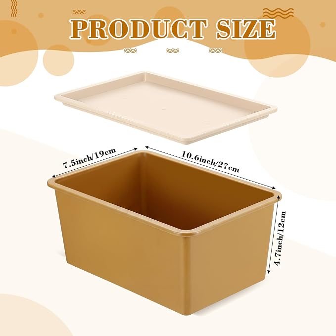 4 Pcs Storage Bins with Lids, Mixed Color, Small | Plastic Stackable Organizing Containers, Heavy Duty Storage Boxes for Classroom Room Shelves, Christmas Ornaments Baskets - Image 2