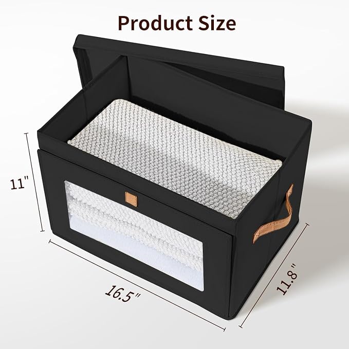 DIMJ Storage Bins with Lids - 5 Pack Large Fabric Closet Organizer with Window & Handles, Collapsible Decorative Storage Boxes for Shelves Under Bed, Books Clothes Blankets Sweaters Organization - Image 6