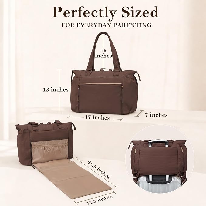 MOMINSIDE Diaper Bag Tote with Changing Station Convertible Diaper Bag Backpack Tote pañaleras para bebe Large Baby Bag, Hospital Bag Mommy Bag Travel Diaper Bag for Mom, 16 Pockets, Dark Brown - Image 5