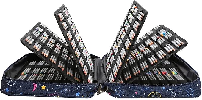 Lbxgap Portable Colored Pencil Case 480 Slots Pencil Case or 320 Gel Pen Case Large Capacity Pencil Organizer with Handle Strap Handy Colored Pencil Box for Artist | Large MultiLayer Watercolor Pen Bag w/Zipper Front Pocket for 480 Colored Pencils/320 ... - Image 4
