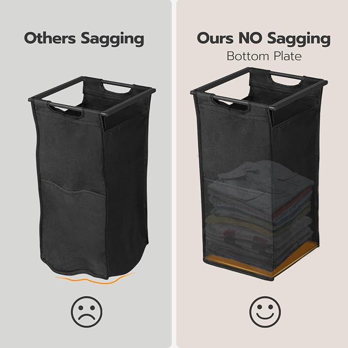 HOOBRO Laundry Hamper, Laundry Sorter 2 Section, 2 × 13 Gal (49.5L), Laundry Basket with Wheels, Rolling Cart, Pull-Out and Removable Oxford Fabric Bags, Rustic Brown and Black BF72XY01 - Image 3