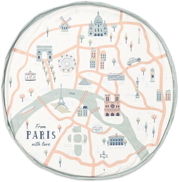 Play & Go Drawstring Play Mat Storage Bag for Children - Kids Toy Storage Organizer - Drawstring Toy Bag - Large 55" Play Mat for Toddlers Toys and Bag for Storage - Paris map - Image 2