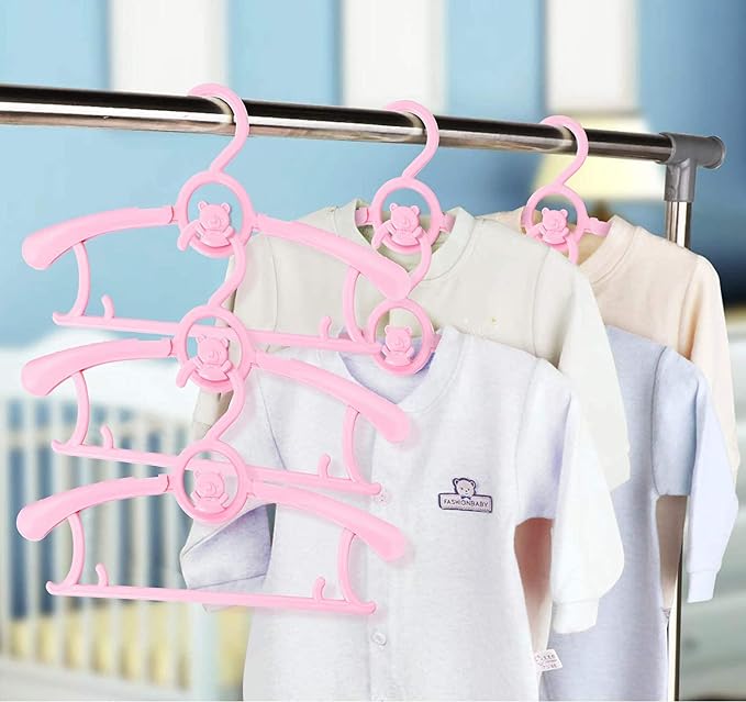 Kid Clothes Hangers 20 Pack, Plastic Baby Hangers Space Saving for Closet | Pink Hanger for Toddler Girl, Lightweight Anti-Slip Cascading Adjustable Children Infant Hangers, Ganchos para Ropa de Bebe - Image 6