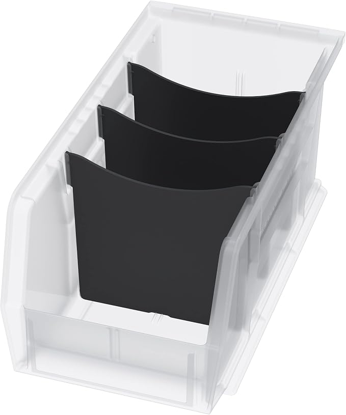 Akro-Mils 41230 Plastic Width Dividers for AkroBins Stackable Storage Bins Model 30230, Custom Storage Inserts for Tools, Crafts & Supplies, 6-Pack, Black - Image 3