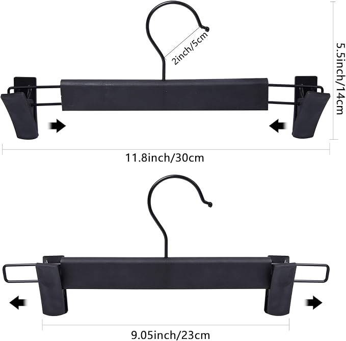 NORTHERN BROTHERS 30 Pack Plastic Pants Hangers with Clips, Adjustable Non-Slip Skirt Hangers for Women, Closet Hangers for Trousers & Shorts, Black - Image 6