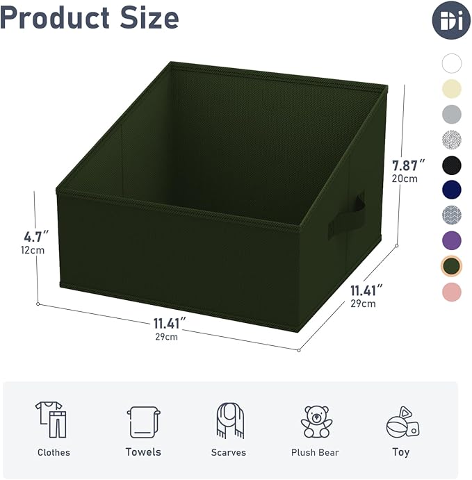 DIMJ Closet Storage Bins 12 Pack - Fabric Storage Baskets for Shelves, Collapsible Clothes Organizer with Handles, Trapezoid Shelf Organization Storage Cubes for Purse, Toys, Books, Towel, Clothes - Image 4