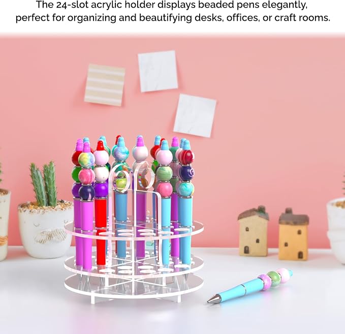 Marketing Holders Pen Marker Paint Brushes Makeup Organizer Holder Desktop Counter Lip Eye Liner Tabletop Holder Display Office Home Storage (6, 24 Slot Clear) - Image 4
