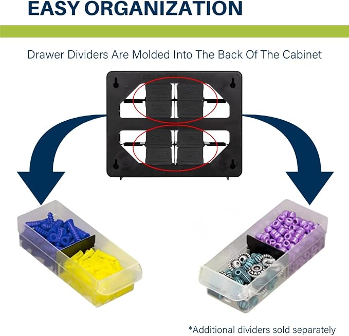 Akro-Mils 16-Drawer Plastic Storage Cabinet | 10-1/2 x 6-1/2 x 8-1/2 Inch | Black | Model 10116 | Garage Organization - Image 6