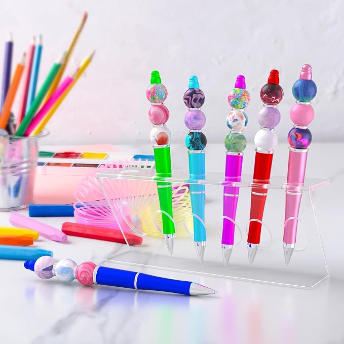 Marketing Holders Beaded Pen Holder 6 Slot Pen Marker Paint Brushes Makeup Organizer Holder Desktop Counter Lip Eye Liner Tabletop Holder Display Office Home Storage - Image 7