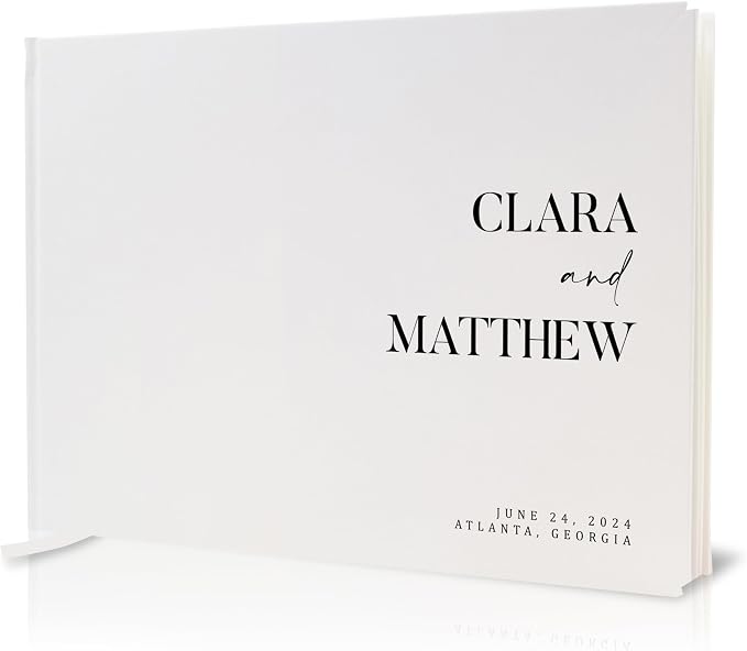 Personalized Guest Book - 11.5" x 8.5" Premium Custom Guest Signing Book with Bookmark and Blank Pages for Wedding Reception Table Decoration Engagement Birthday Party Event, Eggshell by ModernAlbumDesigns
