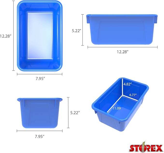 Storex Small Cubby Bins – Plastic Storage Containers for Classroom, 12.2 x 7.8 x 5.1 inches, Class Blue, 5-Pack (62416A05C) - Image 9