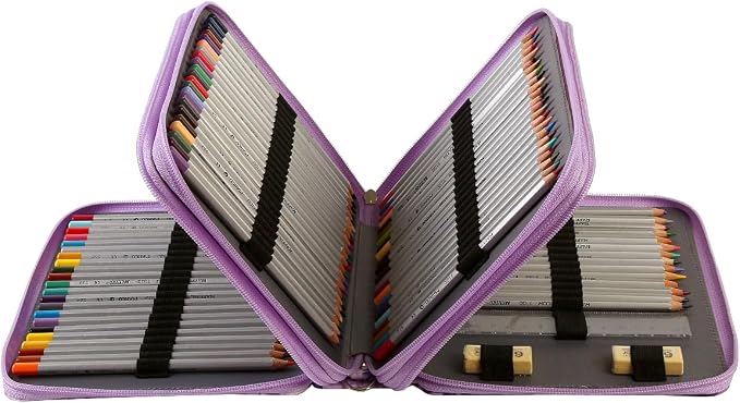 120 Slots Colored Pencil Case Organizer, 3 Layer Bag | Twill Oxford fabric, 127 elastic loops, detachable handle, for travel, home storage, drawing tools, creative gifts - Image 2