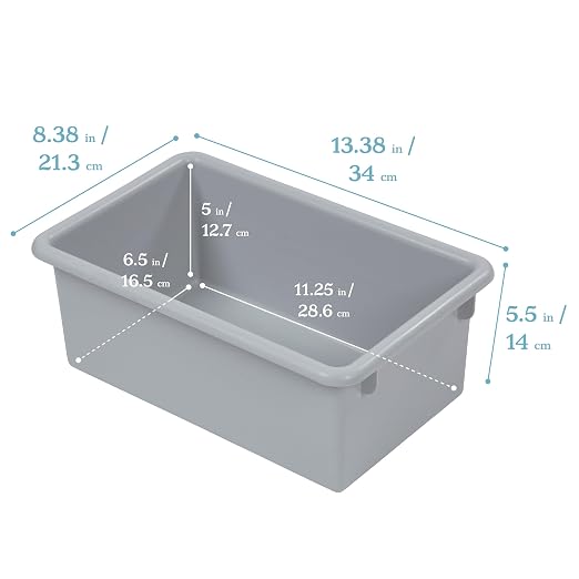 ECR4Kids Cubby Storage Plastic Bin with Lids, Multipurpose Organization, Contemporary, 10-Piece | Durable plastic, GREENGUARD Gold Certified, 7 quart capacity, lightweight & nestable, easy-lift lids, classroom/home use - Image 2