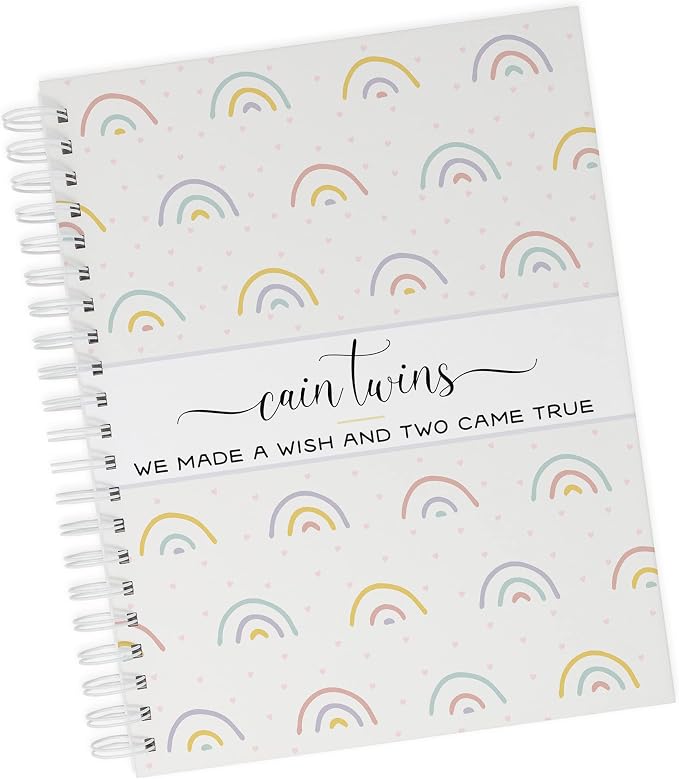 Personalized Twin Pregnancy Journal - Hardcover Pregnancy Memory Book Customized with Babies’ Names, Nicknames or Phrase - Prompted Journal for New Moms (Rainbows) by Unknown