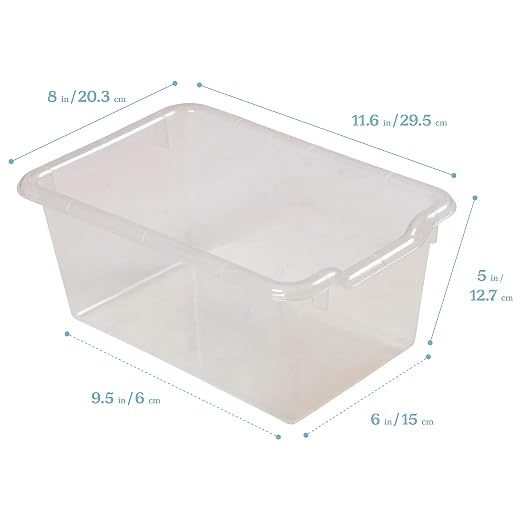 ECR4Kids Scoop Front Storage Bins, Multipurpose Organization, Clear, 10-Piece | Durable plastic, GREENGUARD Gold Certified, 1.2 gallon capacity, lightweight & nestable, built-in handle, classroom/home use - Image 2