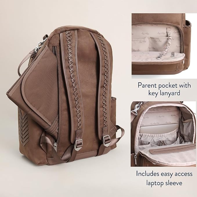 Itzy Ritzy Boss Plus Large Diaper Bag Backpack with 19 Pockets (Aspen) | Includes 2 Insulated Bottle Pockets, Changing Pad, Stroller Clips, Comfortable Padded Straps, Easy-to Clean, Travel-Ready - Image 7