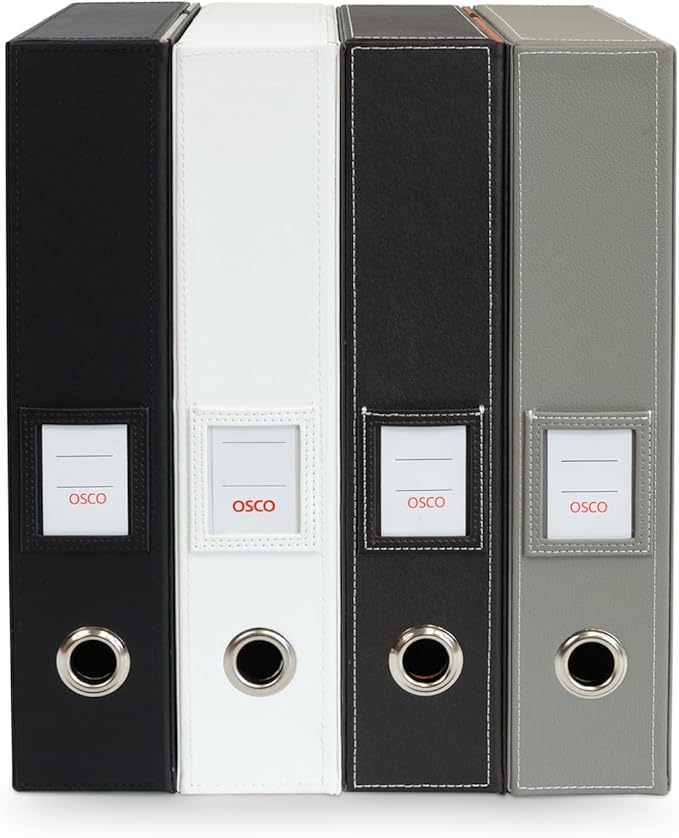 OSCO Brown Faux Leather Box File | Document Storage | Paperwork Archive | Lock Spring | Secured with Fastening Stud | H37.5 x W8 x D26.5 cm | - Image 5
