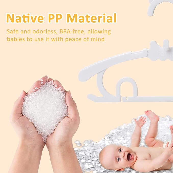 30 Pack Baby Hangers with 16 Clips 11-15 Inch Adjustable Kid Hanger White | Multifunctional Children Hanger for Girl Boy Toddler Kids Child - Image 6
