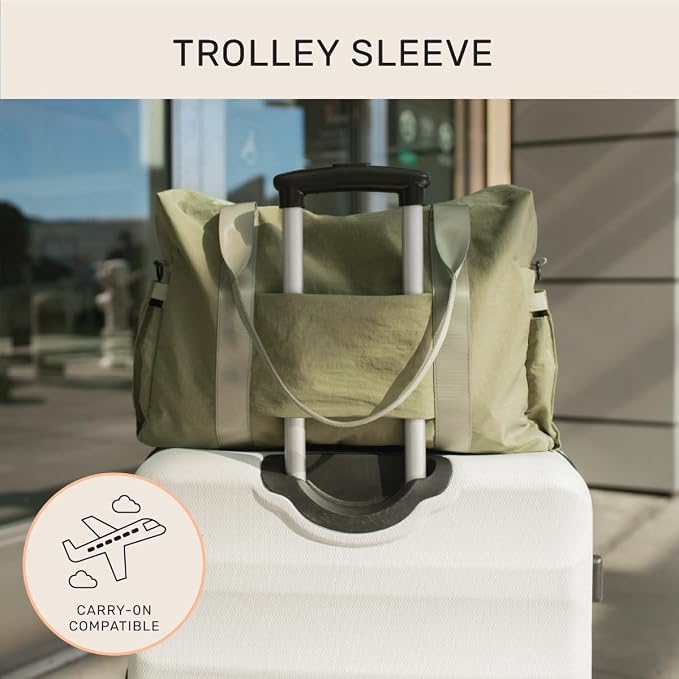 Austin Carry-On Travel Duffel Bag for Women, 18” Weekender Bag with Laptop Sleeve, Durable Material, and Trolley Sleeve, Ideal for Work, Gym, and Overnight Trips (Dusty Green) - Image 3
