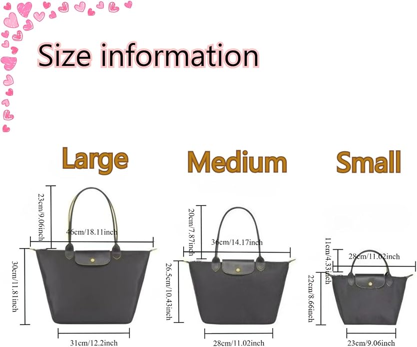 Women's Nylon Tote Bag, Large Capacity Waterproof Shoulder Bags, Spacious Handbag with Metal Zipper & Compartments - Image 3