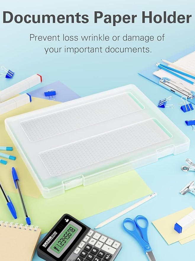 8-Pack A4 Plastic Paper Organizer Box, Scrapbook Storage for 8.5” x 11” Letter Papers, Portable Document Holder, Board Games Art Supplies Sticker Organizers (2 Inner Size) - Image 5