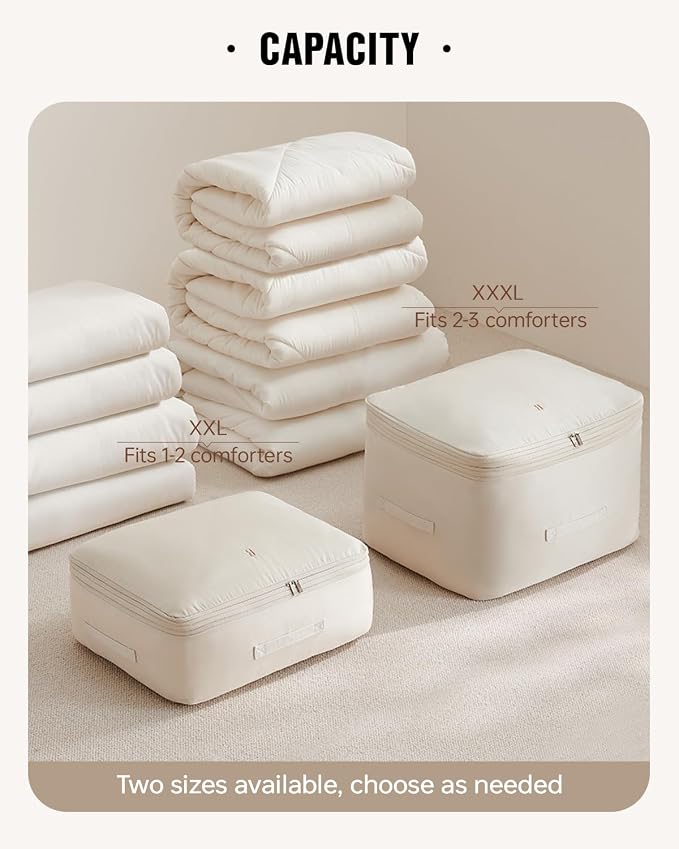 Eachy 3-Pack Comforter Storage Bag Blanket Storage Bags, 136L Compression Bags for Blanket Comforter, Ultra Space Saving Self Compression Organizer - Image 5