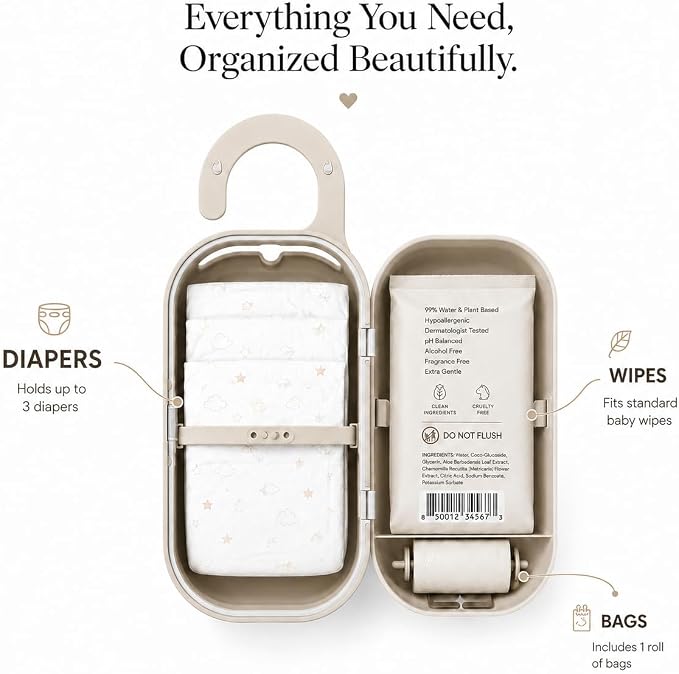 Diaper Bag Wipe Dispenser | 3-in-1 Portable Diaper Caddy Organizer, Baby Wipe Holder with Disposable Bags | Baby Essentials for Newborns, Toddlers, Travel & Baby Shower Gifts - Image 3