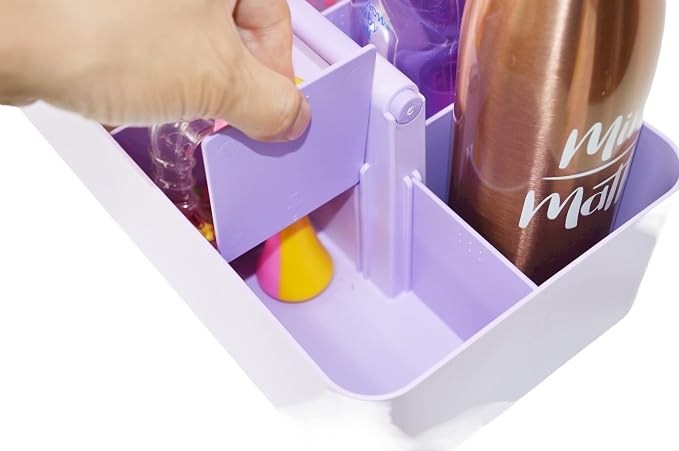 -Large Portable Caddy, DIY Dividers, 8 Compartments, School Office Supplies Home Business Basket with Handle Storage Modern Made in USA (3 PACK, Lavender) - Image 3