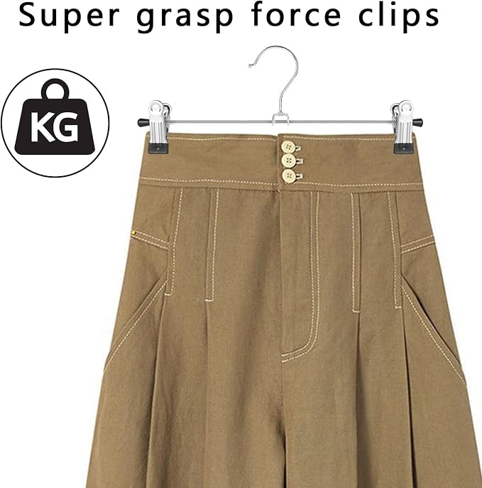 GoodtoU Pants Hangers, 50 Pack Skirt Hangers with Adjustable Clips for Men Women Kids Pants Shorts Trouser Jeans Clothes Closet Organization - Image 5
