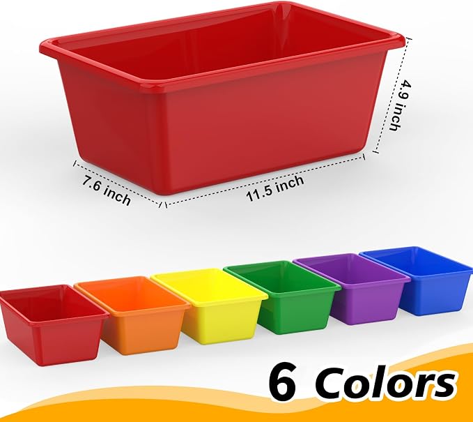 12 Pcs Plastic Small Cubby Bins Books Bins Toy Storage Bins Classroom Storage Organizer Containers for Office Classroom Home (12) - Image 3