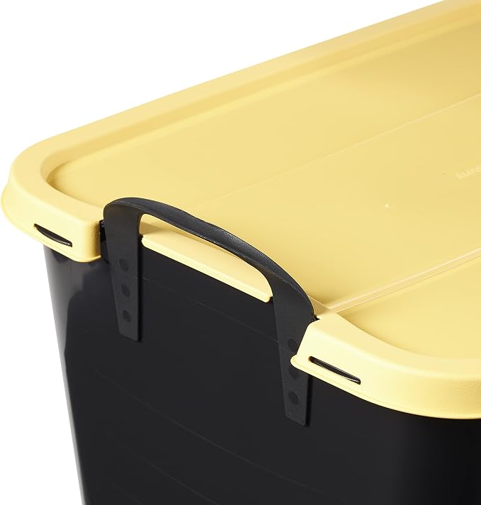 Life Story 6 Pack Heavy Duty Stackable Storage Bin, 55 Quart Home Organizer, Versatile Lightweight Locking Bins with Carrying Handles, Black/ Yellow - Image 5