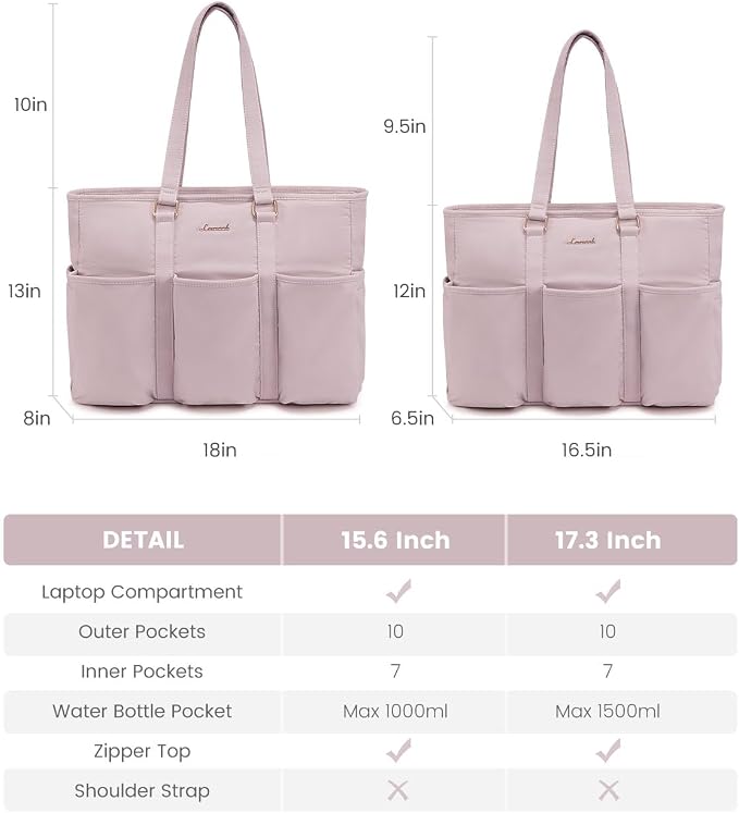 LOVEVOOK 17 Inch Laptop Tote Bag for Women Work, Teacher Tote Nurse Bag, Professional Utility Computer Bag For Work/Travel/College/Daily, Large Purse Handbag With Multi Pockets & Top Zipper - Image 6