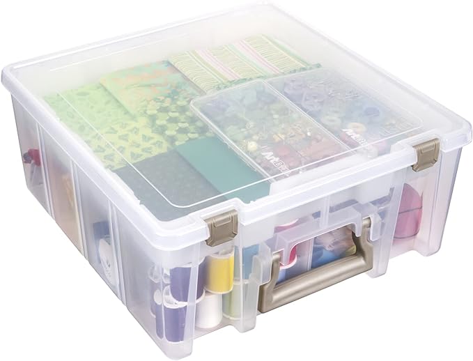 ArtBin 6899AZ Super Satchel Double Deep with Lift-Out Tray Storage Container, Portable Arts & Crafts Organizer with Removable Dividers, Clear - Image 5
