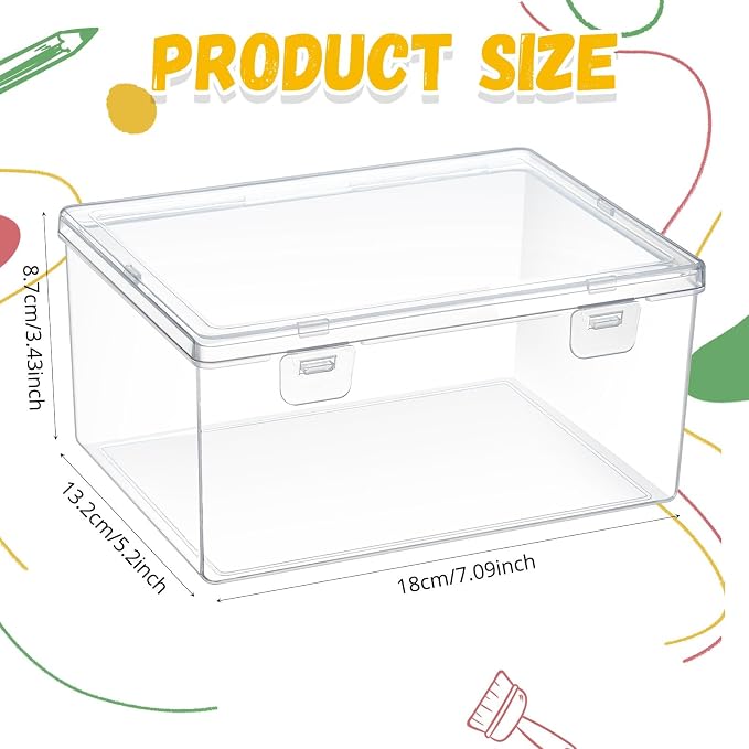SiliFine 4 Pcs Clear Plastic Storage Bins with Lids Stackable for Toys | 7.1 x 5.2 x 3.4 Inch, Stackable, Organizer Containers, for Playroom Shelves, Holds Puzzles, Small Building Blocks, Crafts - Image 2
