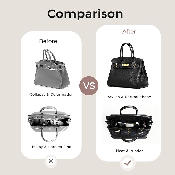 ZTUJO Silky Purse Organizer For Birkin, Luxury Purse Organizer Insert (Black, BK25) - Image 8