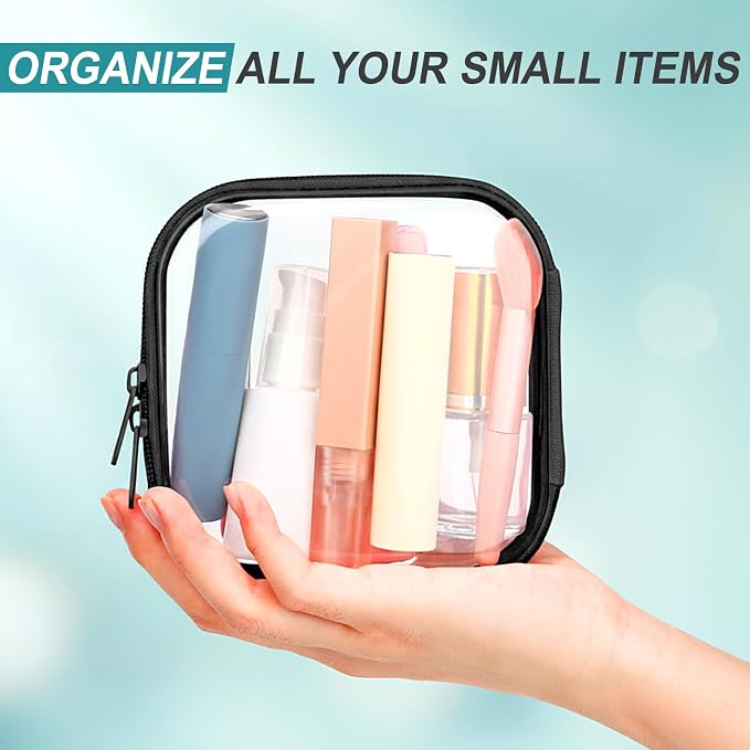 Sanwuta 6 Clear Hard Zipper Case,Black,5 X 5 X 2 Inch | Pencil Case Pouches ,Makeup Bag,Plastic Toiletry Diaper Bag ,Travel Toy Storage,Waterproof Organizer Bins - Image 7