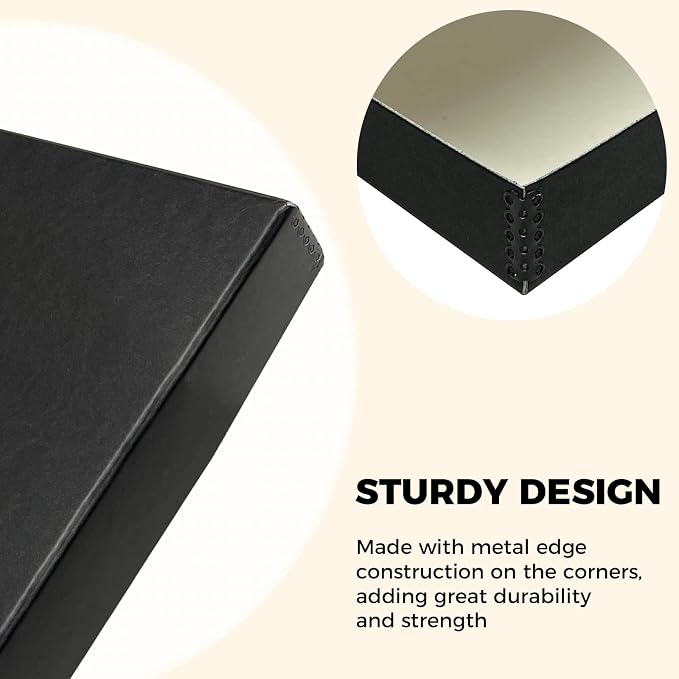 Golden State Art, Clamshell Archival Folio Storage Box 13x19 Inch, Black | Acid-Free Photo Box with Metal Edge Corner, Preserve And Store Paper Documents Cards Prints Arts and Crafts DIY Projects - Image 4