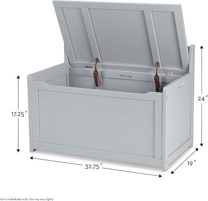 Melissa & Doug Toy Chest, Wooden Toy Storage Box with Safety-Hinged Lid, Kids Toys Storage Organizer for Playroom, Bedroom, & Montessori Classroom Furniture for Boys & Girls Ages 3+, Gray - Image 4