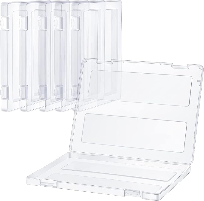 Outus 6 Pieces A4 File Box Paper Photo Storage Box A4 Portable Project Case Clear Plastic Document Magazine Organizer for Back to School Office Supplies Accessories by Outus