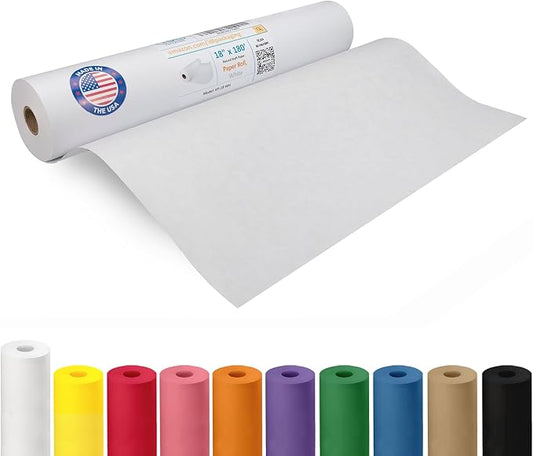White Kraft Paper Roll 18" x 2160" (180 feet) - USA-Made Craft Paper for School & Art - White Wrapping Material for Gift Wrapping&Moving - High-Density Packaging Paper by IDL Packaging by IDLPackaging