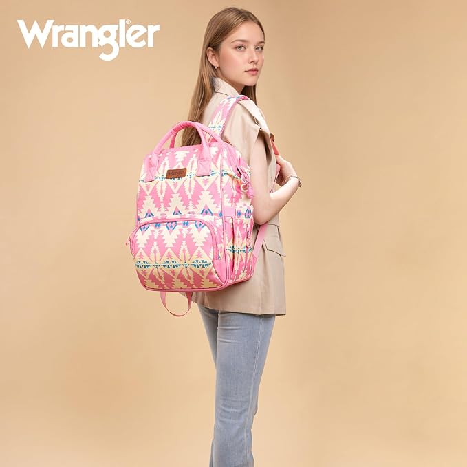 Montana West Wrangler Callie Diaper Bag Backpack with Stroller Straps Western Pattern Multifunction Baby Travel Bag WG2204-91102PK - Image 6