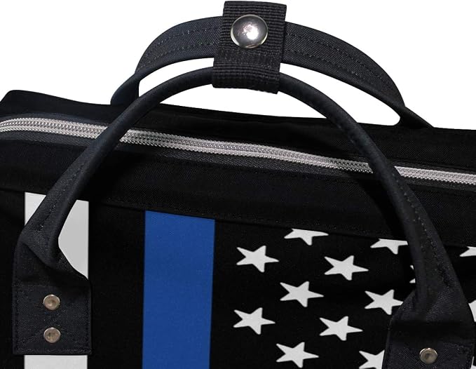Large Capacity Baby Diaper Bag Thin Blue Line American Police Flag Durable Multi Function Travel Backpack - Image 5