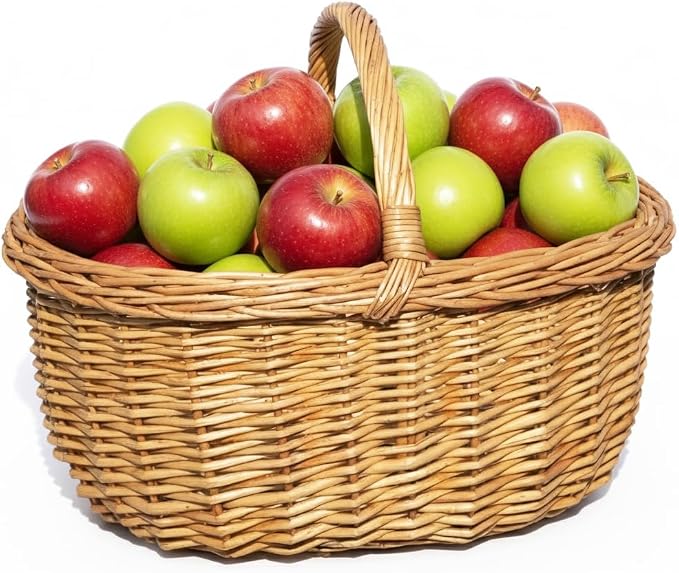 Large Oval Wicker Picnic Basket with Sturdy Handle - 18x14x13 Inch Handwoven Willow Storage Basket for Picnic, Camping, Home Organization, Fruit and Vegetable Serving by Unknown