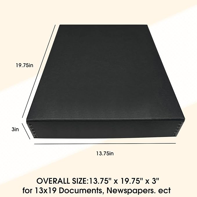 Golden State Art, Drop Front Archival Storage Box, 13.75"x19.75"x3"-Black | Acid-Free 13x19 Museum Photo Storage Box with Metal Edge, Preserve Documents, Prints, Poster, Photographs, Arts And Crafts - Image 3