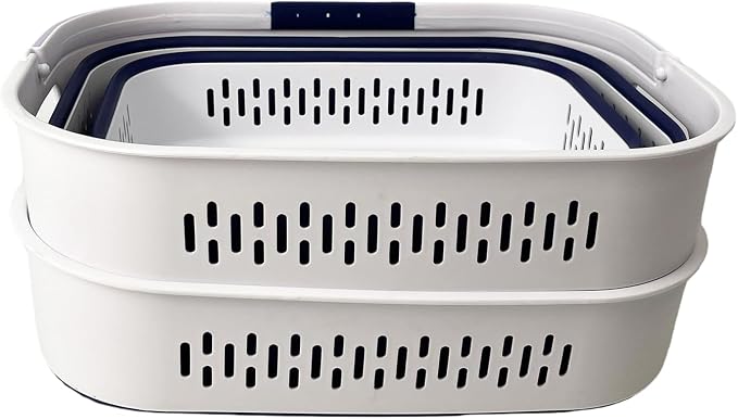 SAMMART 38L (10 Gallon) Collapsible Plastic Laundry Basket - Portable Pop-Up Storage Container/Organizer – Foldable Space Saving Laundry Hamper (2, White/Starry Blue) - Image 7