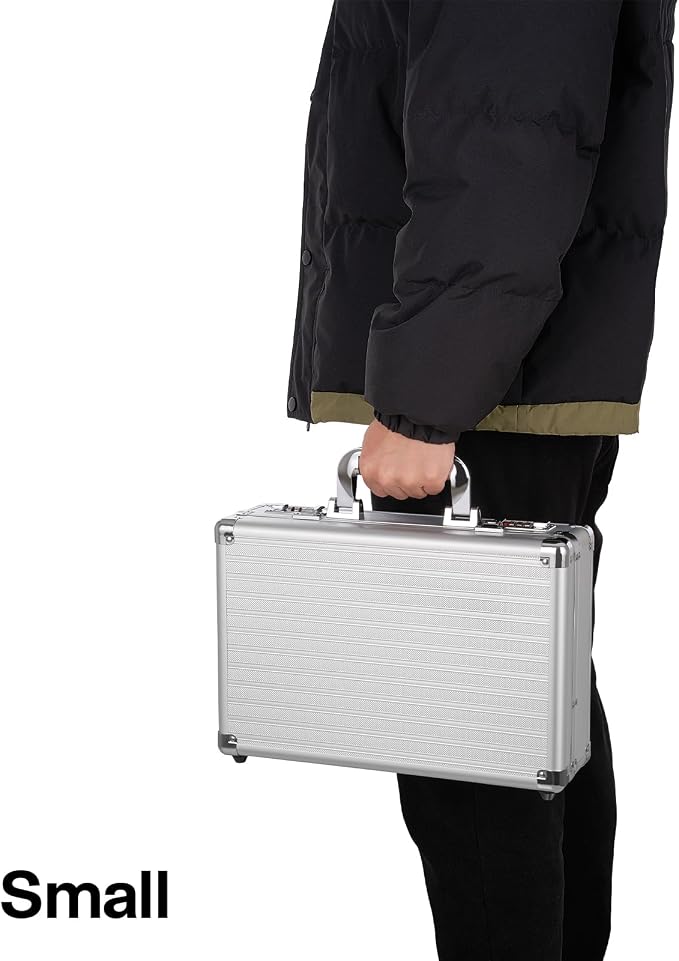 File Organizer Storage Box - 14.2 x 9.8 x 4.5 Inch Medium, Portable Locking Storage Totes with Dual Combination Locks, Lock Boxes for Personal Items, Cash, Briefcase - Silver - Image 5